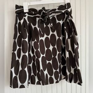 Ann Taylor Brown and White Polka Dot Tie-Waist Skirt Size 10 in 100% Cotton